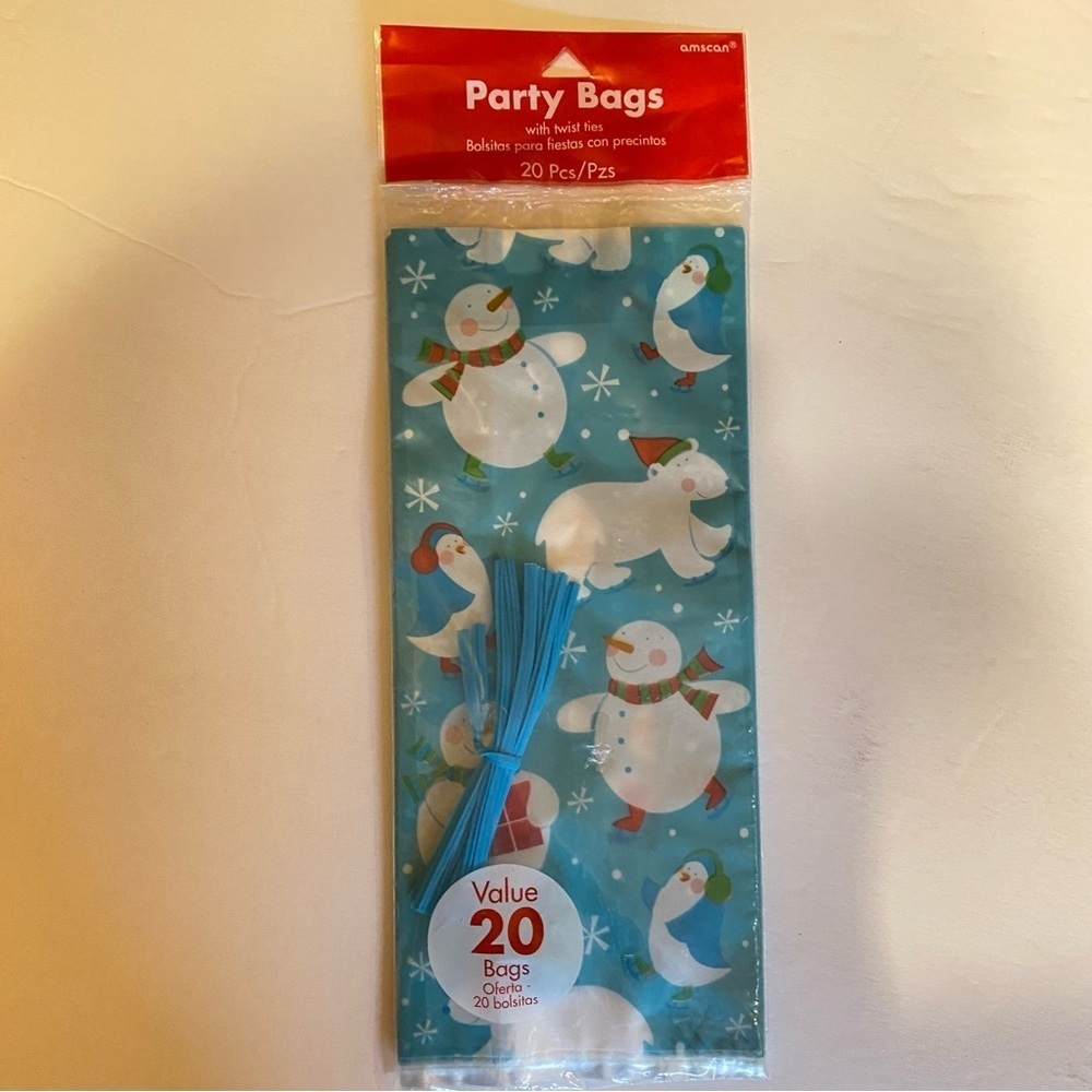 Snowman Party Favor Bags - Blue - 20 pcs. - Picture 2 of 6